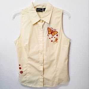 Vtg Tweety Looney Tunes Sleeveless Button Down M